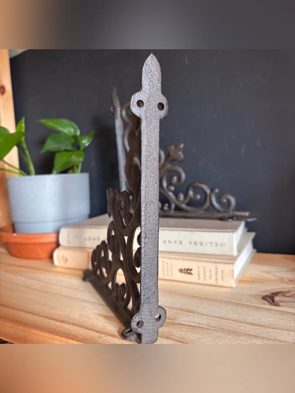 Decorative Iron Scroll Wall Brackets - Brown set of 2